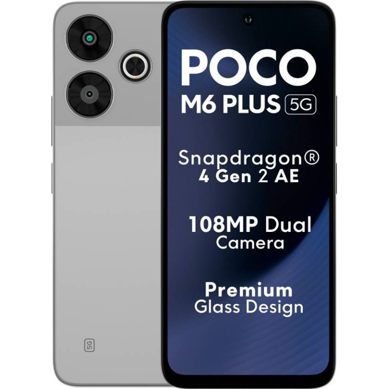 POCO M6 Plus 5G (Ice Silver, 128 GB)  (6 GB RAM)