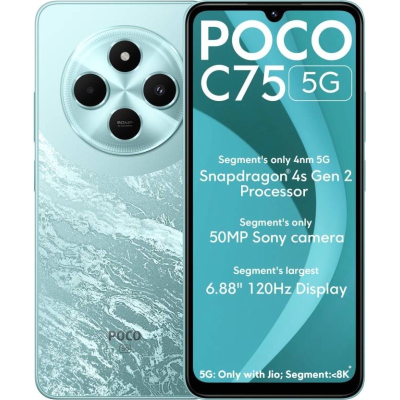 POCO C75 5G (Aqua Bliss, 64 GB)  (4 GB RAM)
