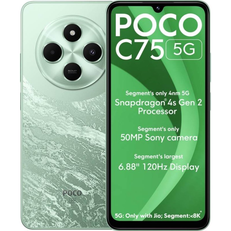 POCO C75 5G (Enchanted Green, 64 GB)  (4 GB RAM)