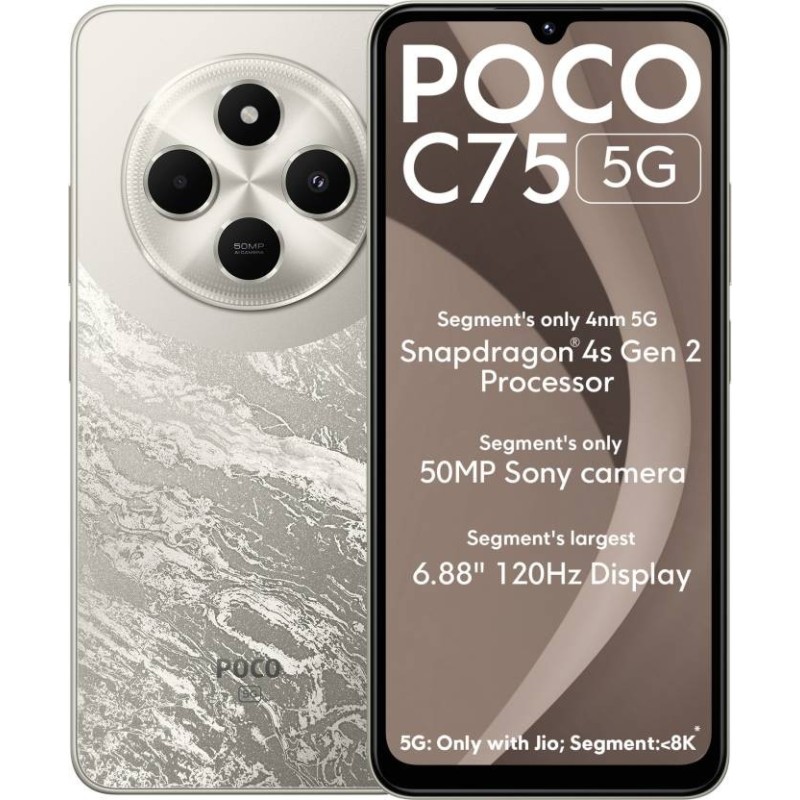 POCO C75 5G (Silver Stardust, 64 GB)  (4 GB RAM)