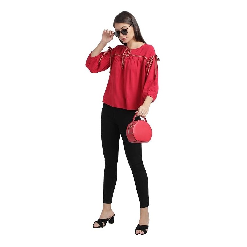 Rayon Solid Regular Fit Top