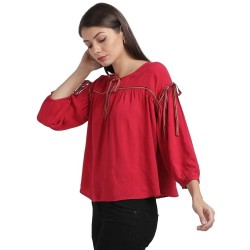 Rayon Solid Regular Fit Top