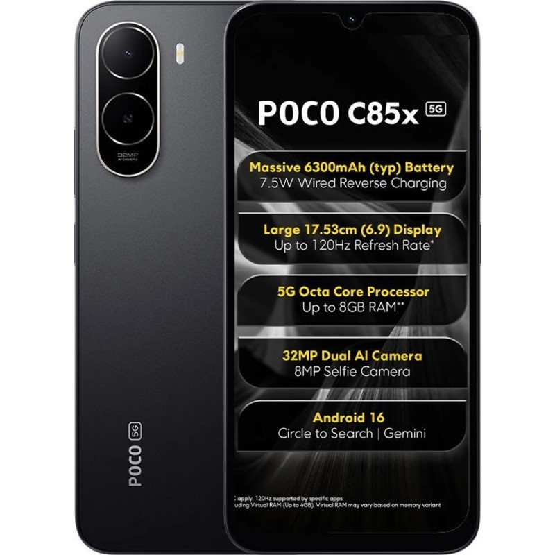 POCO C85x (Elite Black 128 GB) (4 GB RAM)