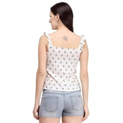 Women's Blends White Floral Cami Top