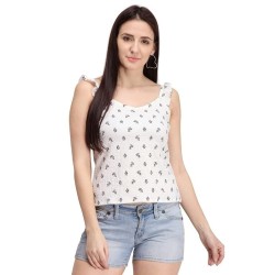 Women's Blends White Floral Cami Top