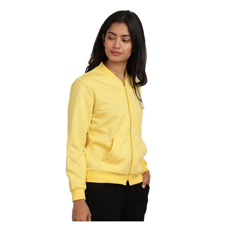 Women's Casual Wear Solid Bomber Jacket (Size 36)