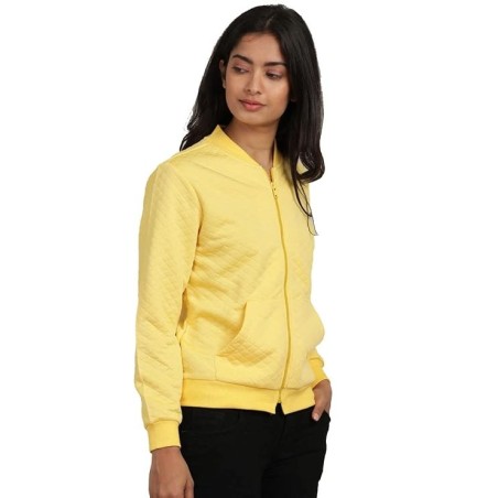 Women's Casual Wear Solid Bomber Jacket (Size 36)