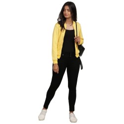 Women's Casual Wear Solid Bomber Jacket (Size 36)