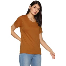 Women’s Brown Cotton Regular Fit T-Shirt