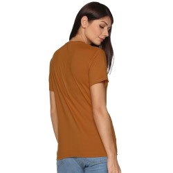 Women’s Brown Cotton Regular Fit T-Shirt