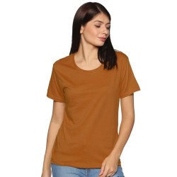 Women’s Brown Cotton Regular Fit T-Shirt