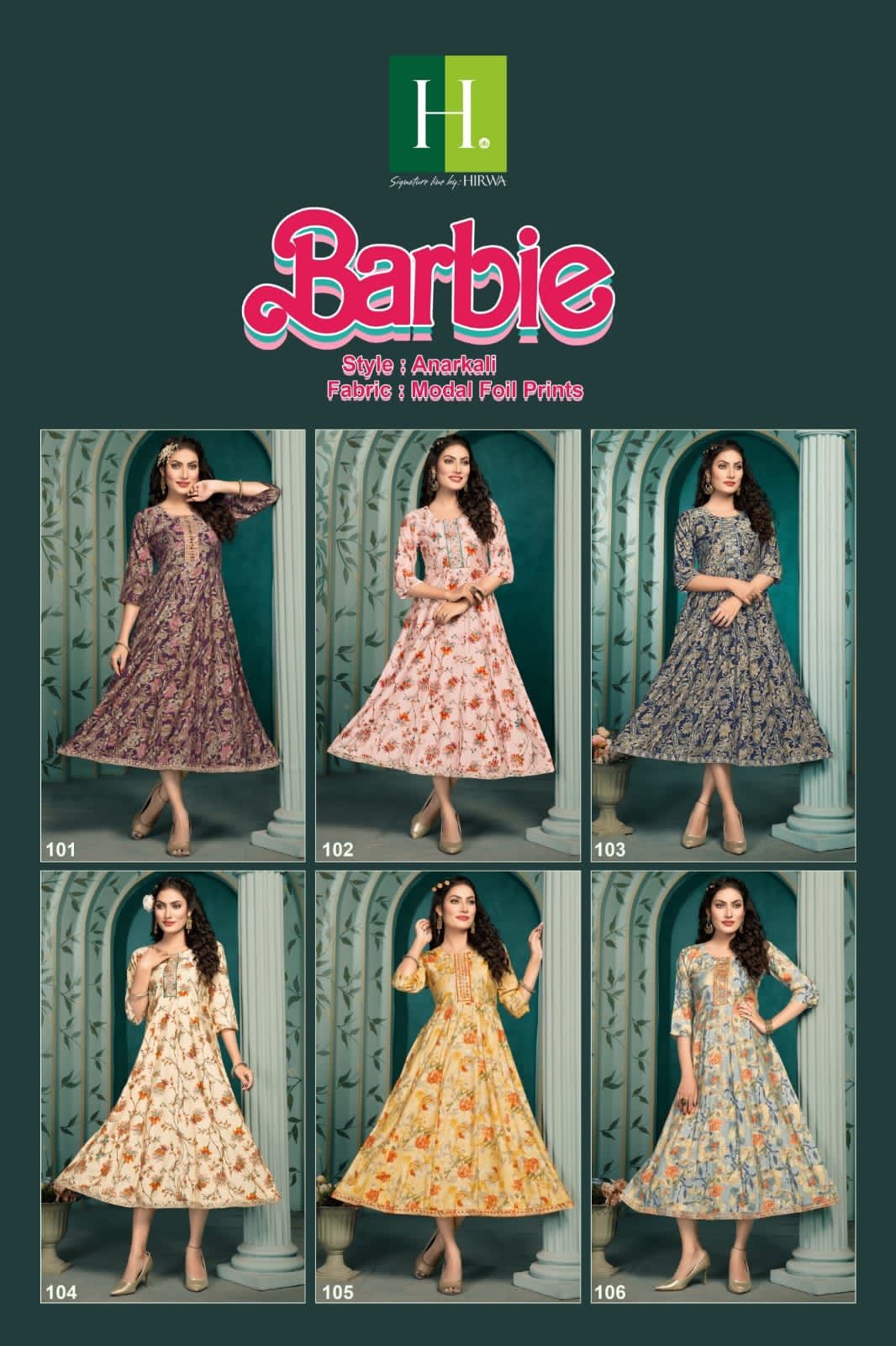 Hirwa Barbie Heavy Modal Designer Kurti