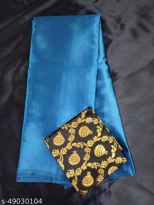 Sana Silk Satin Silk Blue Saree With Blouse