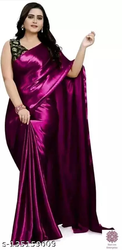 sana silk satin silk purple saree with Blouse