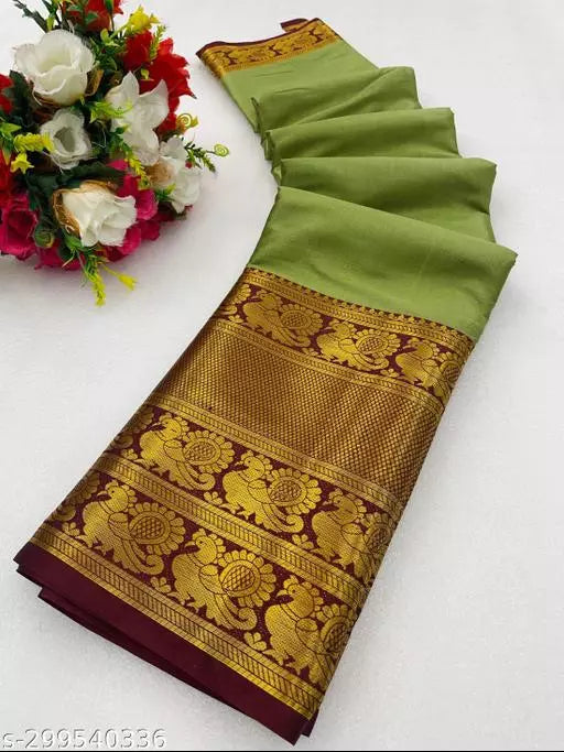 Narayanpet Pure cottonSilk saree with Running Blouse piece For Womens