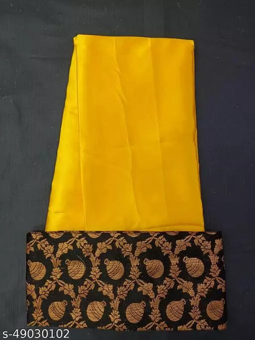 Sana Silk Satin Silk Yellow Saree With Blouse